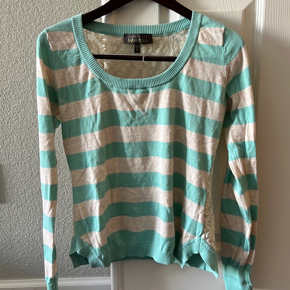 Charlotte Tarantola long sleeved sweater with lace back, size Medium